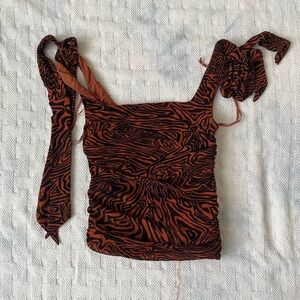 Women's Zebra Print Top - Black and Brown